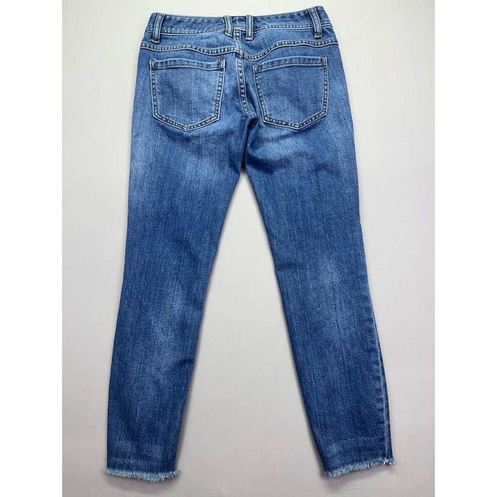 Free People Distressed Skinny Jeans Ripped Knee Raw Hem Denim Size 25 Fits 26" - Picture 8 of 9